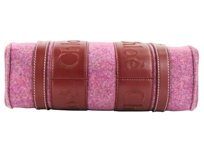 Bolsa de Ombro Chloé Woody Small em Feltro e Couro Vermelho - vista 5