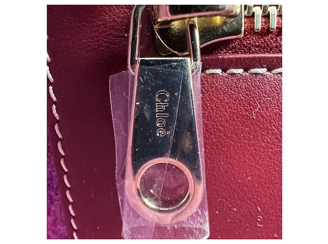 Bolsa de Ombro Chloé Woody Small em Feltro e Couro Vermelho - vista 8