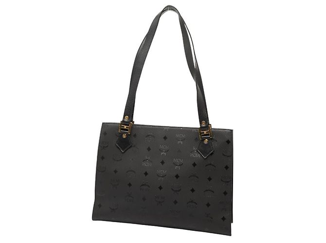 MCM Visetos Shopper aus schwarzem Nylon und Leder - Ansicht 2