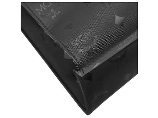 MCM Visetos Shopper aus schwarzem Nylon und Leder - Ansicht 4