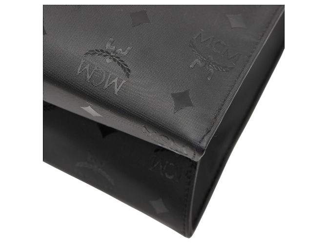 MCM Visetos Shopper aus schwarzem Nylon und Leder - Ansicht 6