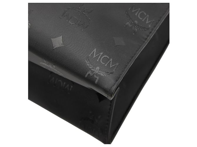 MCM Visetos Shopper aus schwarzem Nylon und Leder - Ansicht 7
