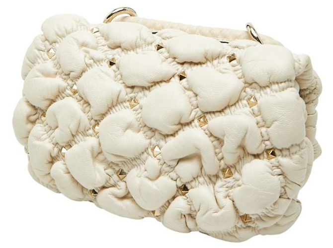 Borsa a tracolla mini Valentino Rockstud Spike Bianco Crudo - vista 2