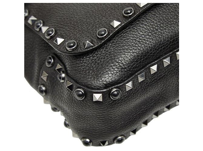 Borsa a Tracolla Valentino Rockstud Nero Porpora - vista 5