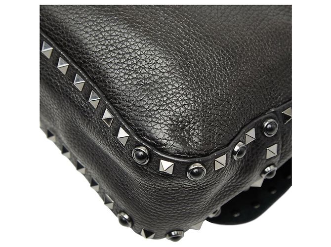 Borsa a Tracolla Valentino Rockstud Nero Porpora - vista 6