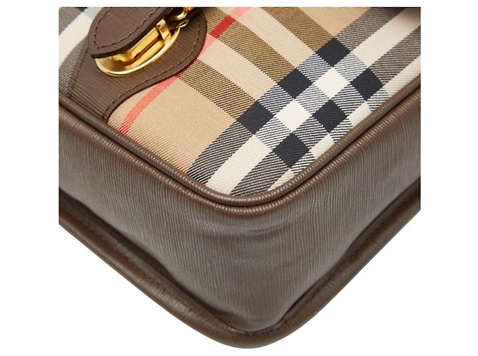 Borsa a tracolla Burberry Nova Check Shadow Horse Marrone Beige - vista 4