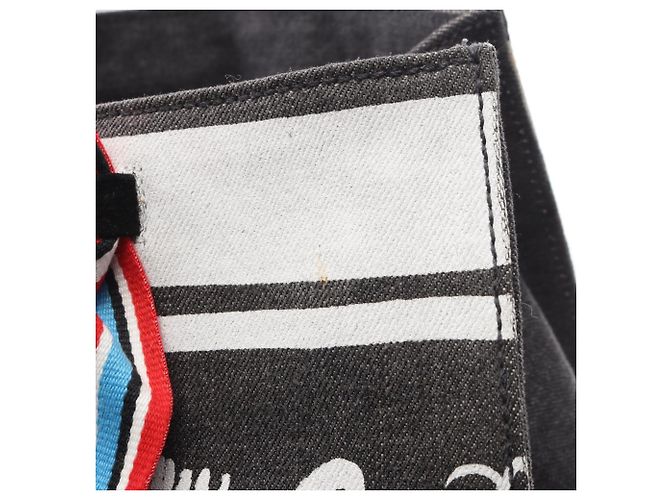 Miu Miu Denim Logo Tote Bag Braun Weiß - Ansicht 11