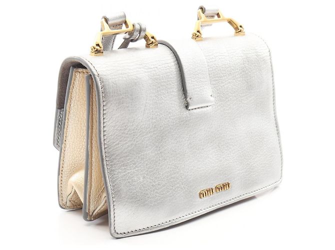 Miu Miu Madras Schultertasche Silber Golden - Ansicht 2