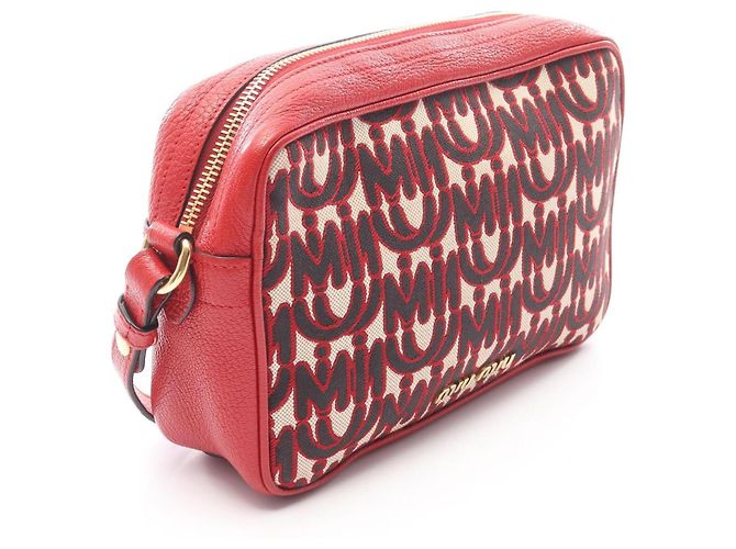 Borsa a tracolla Miu Miu Miu x MM (Paris) Nero Rosso Crudo - vista 2