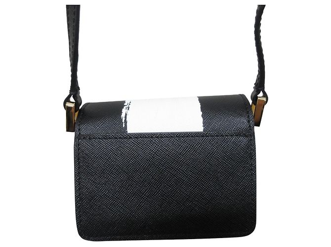 Borsa a tracolla e pochette Marni Trunk Nano in pelle Nero Bianco - vista 10