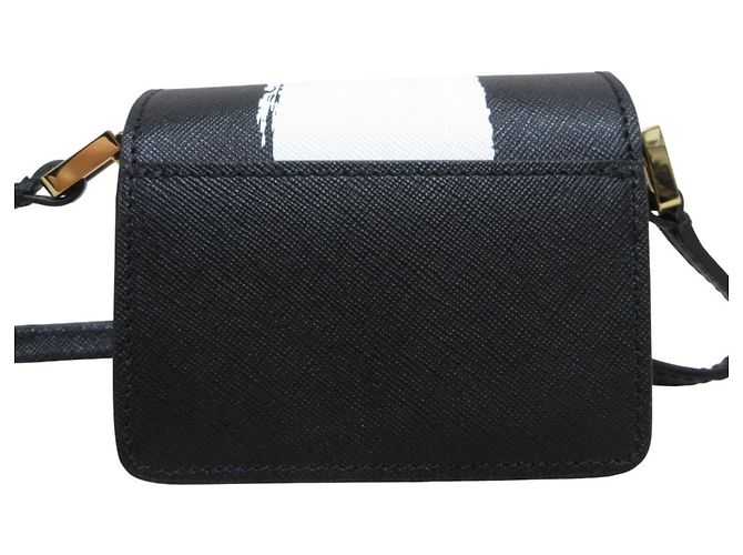 Borsa a tracolla e pochette Marni Trunk Nano in pelle Nero Bianco - vista 2