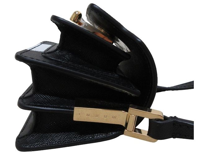 Borsa a tracolla e pochette Marni Trunk Nano in pelle Nero Bianco - vista 5