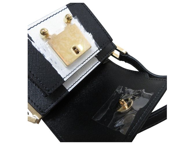 Borsa a tracolla e pochette Marni Trunk Nano in pelle Nero Bianco - vista 8