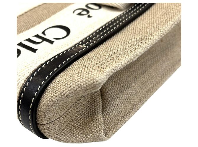 Borsa Tote Mini Chloé Woody Nero Beige - vista 11