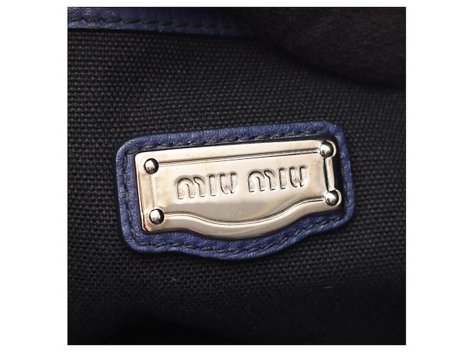 Borsa Tote Miu Miu in pelle blu - vista 4