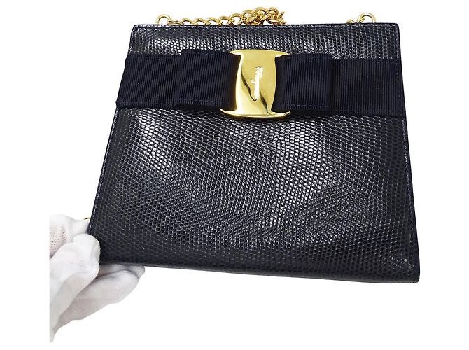 Borsa in pelle blu navy Salvatore Ferragamo - vista 12