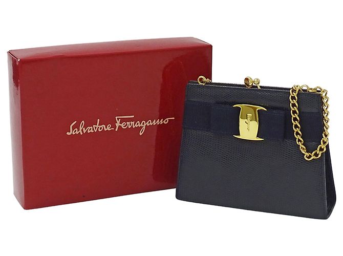 Borsa in pelle blu navy Salvatore Ferragamo - vista 7