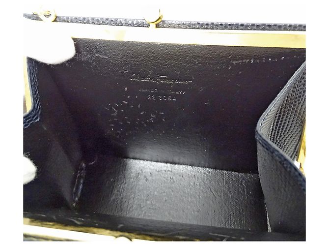 Borsa in pelle blu navy Salvatore Ferragamo - vista 9