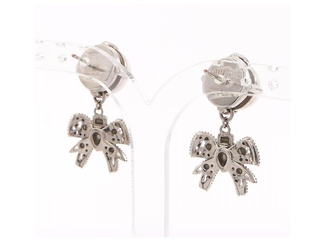 Miu Miu Miu Ribbon Stecker-Ohrringe Silber - Ansicht 2