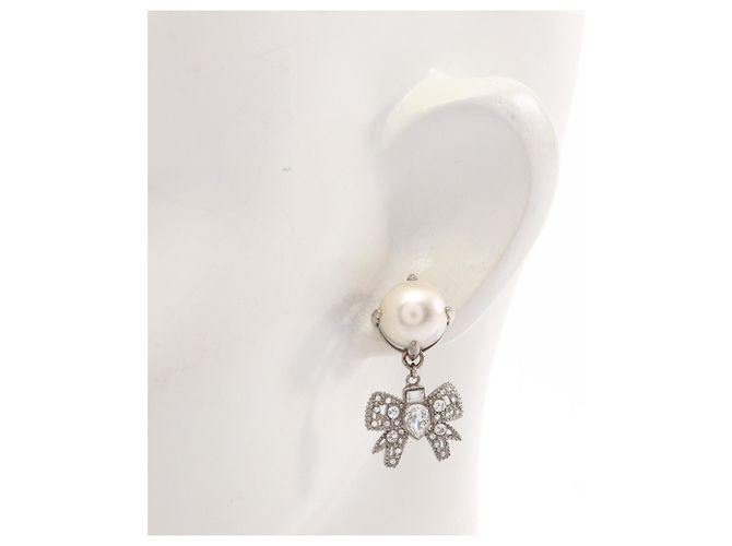 Miu Miu Miu Ribbon Stecker-Ohrringe Silber - Ansicht 4