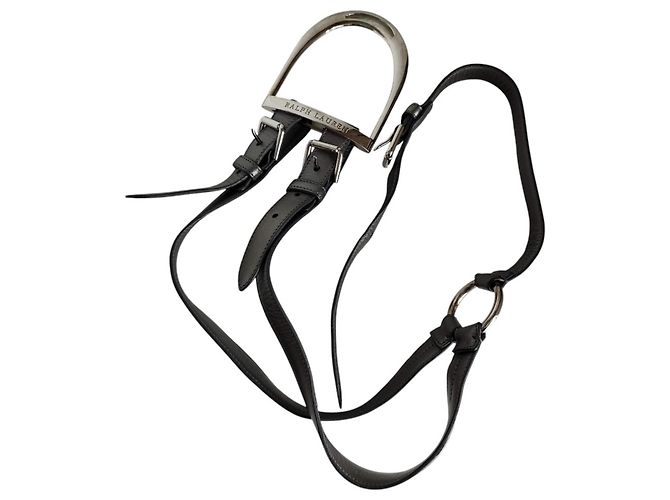 Ralph Lauren RL67 Stirrup Ledergürtel mit Doppelstift-Schnalle Silber - Ansicht 2