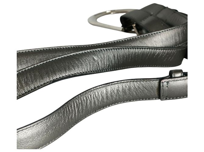 Ralph Lauren RL67 Stirrup Ledergürtel mit Doppelstift-Schnalle Silber - Ansicht 3