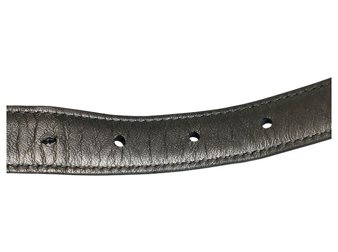 Ralph Lauren RL67 Stirrup Ledergürtel mit Doppelstift-Schnalle Silber - Ansicht 4