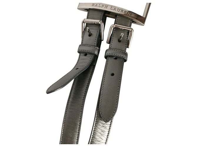 Ralph Lauren RL67 Stirrup Ledergürtel mit Doppelstift-Schnalle Silber - Ansicht 6