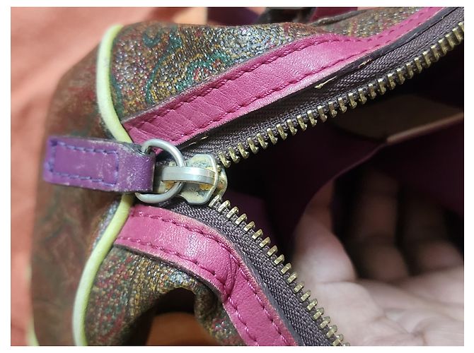 Etro Borsa Boston in pelle con stampa Paisley Marrone Arancione Porpora - vista 11