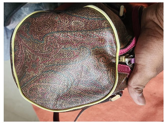 Etro Borsa Boston in pelle con stampa Paisley Marrone Arancione Porpora - vista 12