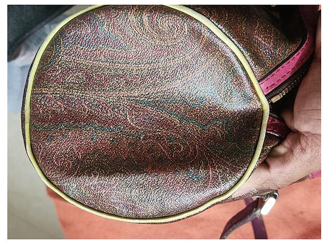Etro Borsa Boston in pelle con stampa Paisley Marrone Arancione Porpora - vista 13