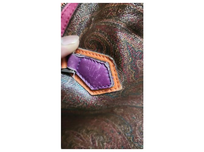 Etro Borsa Boston in pelle con stampa Paisley Marrone Arancione Porpora - vista 14