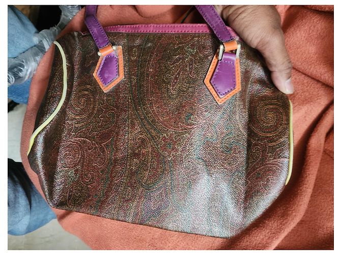 Etro Borsa Boston in pelle con stampa Paisley Marrone Arancione Porpora - vista 2
