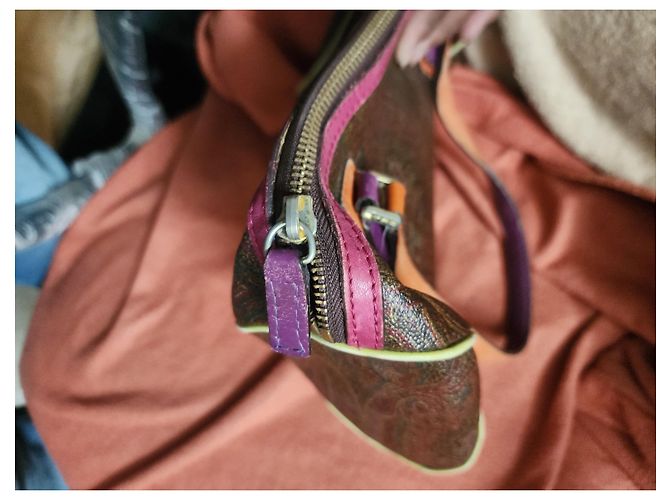 Etro Borsa Boston in pelle con stampa Paisley Marrone Arancione Porpora - vista 3