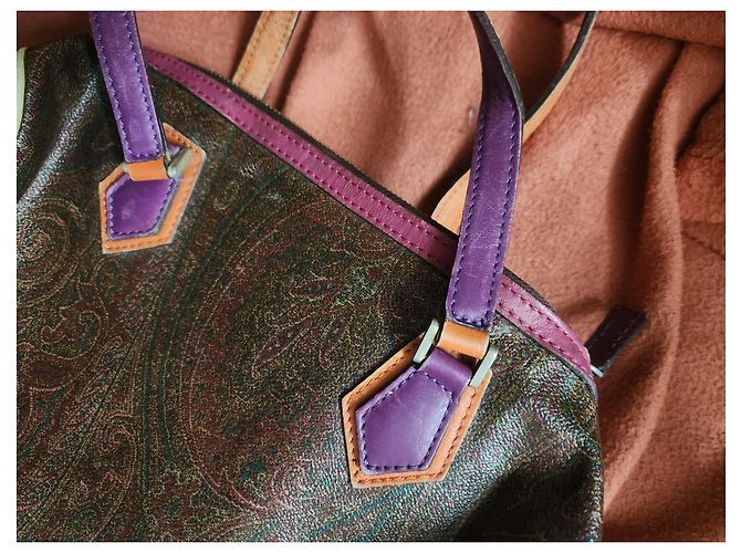 Etro Borsa Boston in pelle con stampa Paisley Marrone Arancione Porpora - vista 4