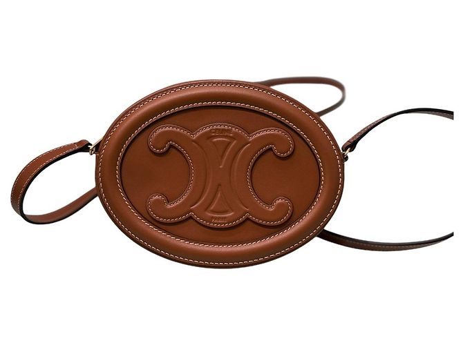Céline Bolsa Oval Celine Triomphe Marrom - vista 2