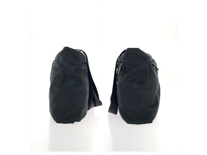 Sac Tote Prada Tessuto avec logo triangle Noir - vue 8
