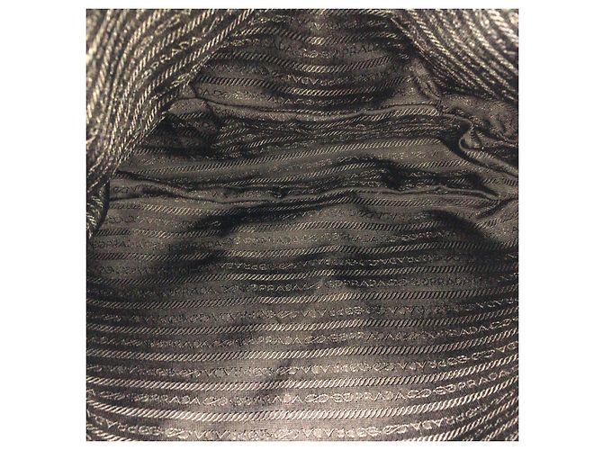 Sac Tote Prada Tessuto avec logo triangle Noir - vue 9