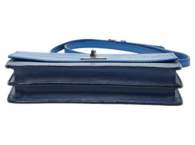 Bolsa Crossbody Prada em couro Saffiano Azul - vista 3