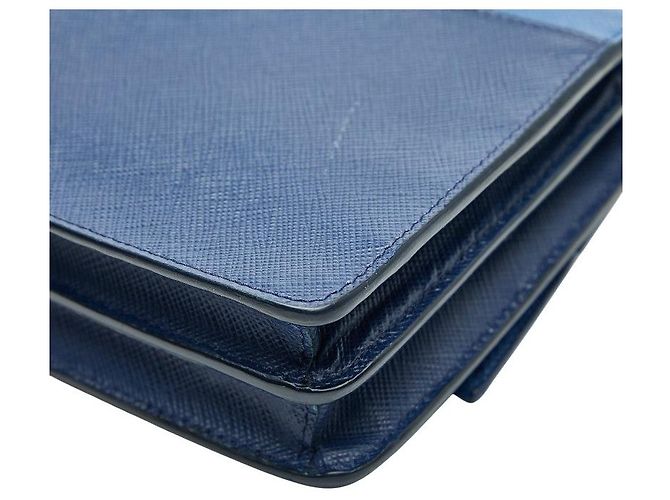 Bolsa Crossbody Prada em couro Saffiano Azul - vista 6