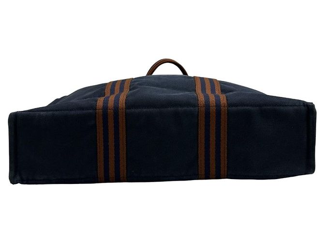 Borsa tote Hermès Fluteu blu in tessuto - vista 3