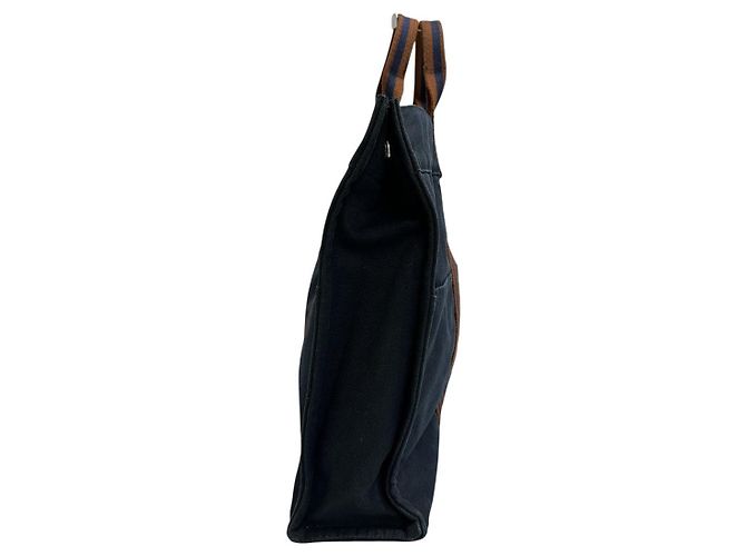 Borsa tote Hermès Fluteu blu in tessuto - vista 4