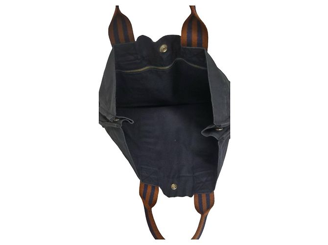 Borsa tote Hermès Fluteu blu in tessuto - vista 6
