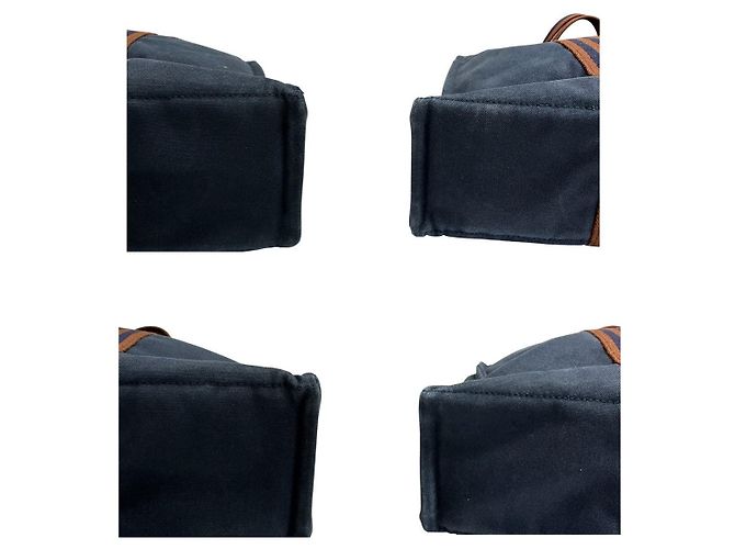 Borsa tote Hermès Fluteu blu in tessuto - vista 7