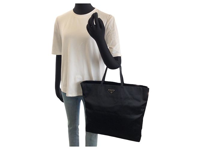 Tote Sacola Prada Triangle Logo Preto - vista 7