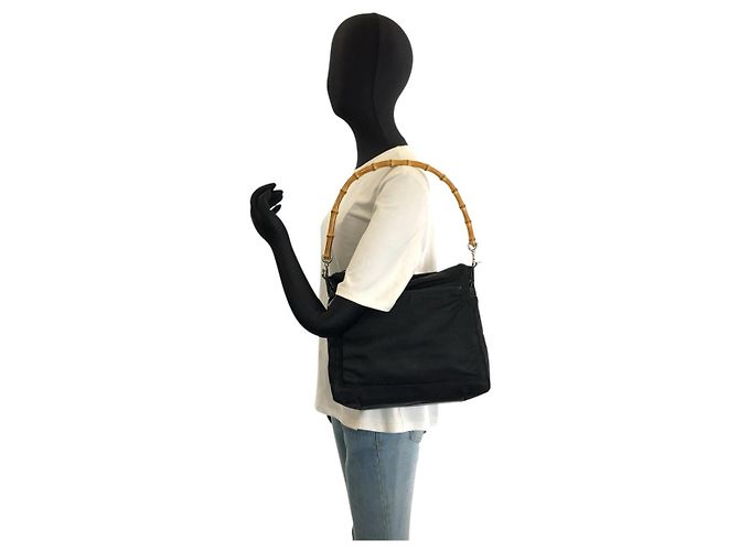 Borsa a tracolla Gucci Bamboo Nero - vista 6