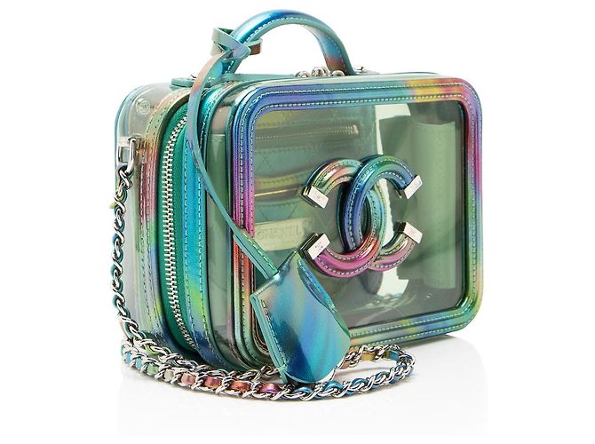 Chanel Piccola Vanity Case in PVC Rainbow CC Filigree Verde - vista 2