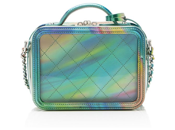 Chanel Piccola Vanity Case in PVC Rainbow CC Filigree Verde - vista 3