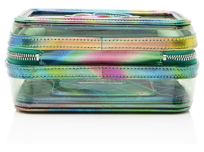 Chanel Piccola Vanity Case in PVC Rainbow CC Filigree Verde - vista 4