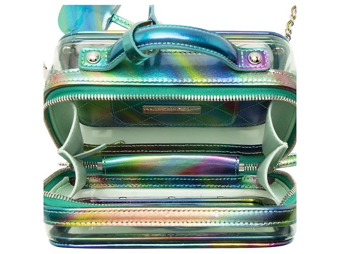 Chanel Piccola Vanity Case in PVC Rainbow CC Filigree Verde - vista 7